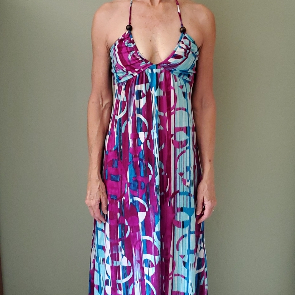 I.Ner Multi-Color Maxi Halter Dress